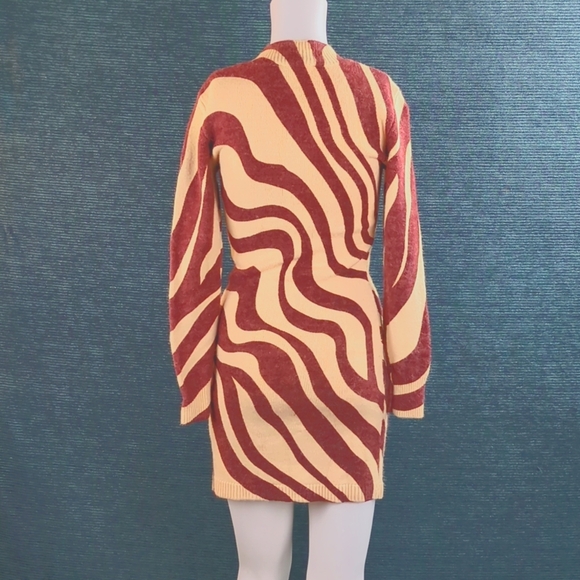 Zara Zebra Striped Jacquard Wool Blend Sweater Dress Perfect For Fall!! - Picture 6 of 16
